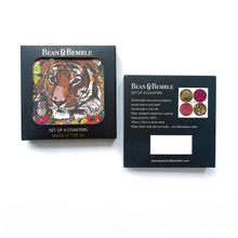 Load image into Gallery viewer, Set of 4 Wild Animal Leopard and Tiger Print Pink Coasters