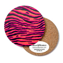 Load image into Gallery viewer, Set of 4 Wild Animal Leopard and Tiger Print Pink Coasters