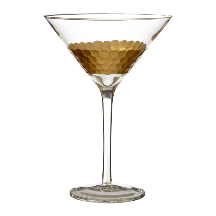 Set of 2 Honeycomb Detail Martini Cocktail Glasses