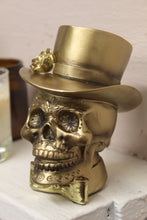 Load image into Gallery viewer, Gold Man Top Hat Skull Head - 13cm
