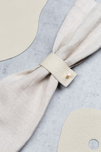 Load image into Gallery viewer, Set of 4 Cream Genuine Leather and Brass Napkin Rings