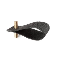 Load image into Gallery viewer, Set of 4 Black Genuine Leather and Brass Napkin Rings