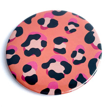 Load image into Gallery viewer, Bean and Bemble Coral Leopard Animal Print Mirror in a Pouch