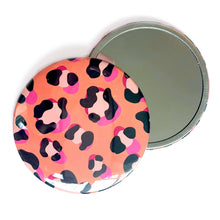 Load image into Gallery viewer, Bean and Bemble Coral Leopard Animal Print Mirror in a Pouch