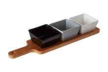 Load image into Gallery viewer, Rectangular Bamboo Serving Board with Three Dishes