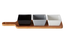 Load image into Gallery viewer, Rectangular Bamboo Serving Board with Three Dishes
