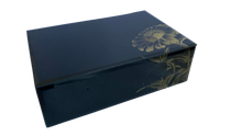 Load image into Gallery viewer, Luxe Fleur Black and Gold Glass Jewellery Box