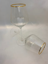 Load image into Gallery viewer, Gold Rim Art Deco Style Wine Glasses - set of 2