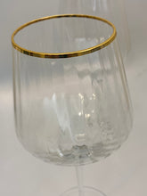 Load image into Gallery viewer, Close up of Gold Rim Art Deco Style Wine Glasses