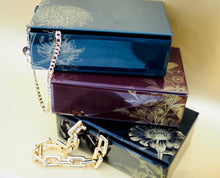 Load image into Gallery viewer, Luxe Fleur Burgundy Red and Gold Glass Jewellery Box