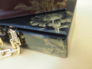 Luxe Fleur Black and Gold Glass Jewellery Box