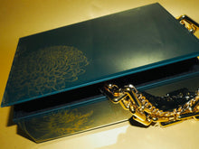 Load image into Gallery viewer, Luxe Fleur Dark Green and Gold Glass Jewellery Box