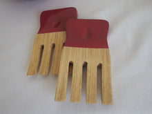 Load image into Gallery viewer, Sorbet Raspberry Colour Spun Bamboo Salad Forks - Set of Two