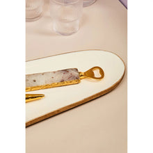 Load image into Gallery viewer, Agate stone and gold colour bottle opener and stopper set
