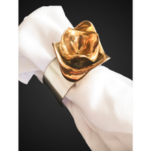 Load image into Gallery viewer, Set of 4 Gold and Silver Rose Napkin Rings