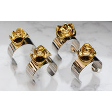 Load image into Gallery viewer, Set of 4 Gold and Silver Rose Napkin Rings