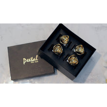 Load image into Gallery viewer, Set of 4 Gold and Silver Rose Napkin Rings