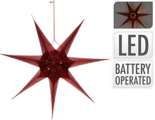 Load image into Gallery viewer, Hanging Red Paper Christmas Star with LED lights - 60cm
