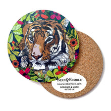 Load image into Gallery viewer, Set of 4 Wild Animal Leopard and Tiger Print Pink Coasters