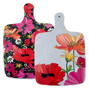 Large Melamine Summer Poppies Floral Double Sided Cheese Board