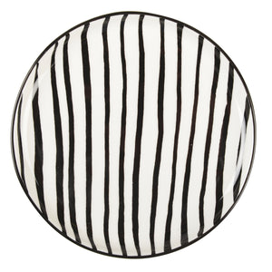 Set of 4 Black and White Striped Plates - 16cm