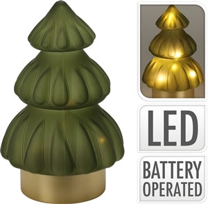 Frosted Green Glass LED Tree - 19cm