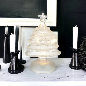 White Frosted Glass Light-up Tree