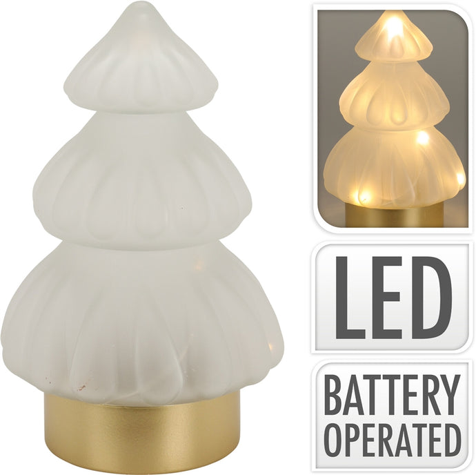 White frosted glass tree LED 19cm