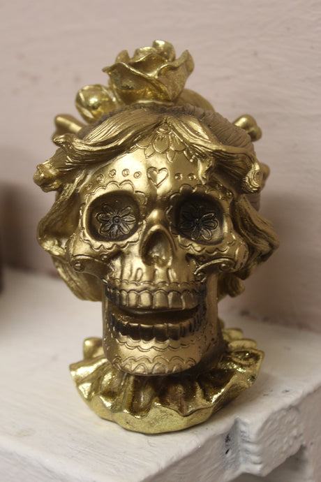Gold Lady Skull Head -13cm