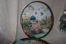 Load image into Gallery viewer, Blossom Temple Decorative Metal Tray - Green | Golden Bloom Collection