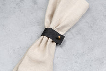 Load image into Gallery viewer, Set of 4 Black Genuine Leather and Brass Napkin Rings