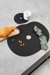Set of Four Black Genuine Leather PLacemats