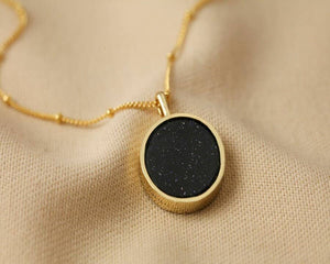 Gold Moon & Semi Precious stone Pendant Necklace