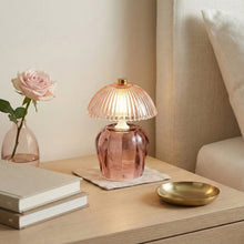 Load image into Gallery viewer, Blush Pink Glass Battery Operated Table Lamp | Golden Bloom Collection