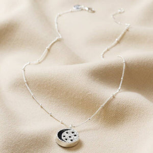 Silver Moon & Semi Precious stone Pendant Necklace