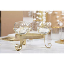Load image into Gallery viewer, Gold and Glass Triple Candle Holder Centrepiece