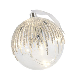 Large Glass Diamante Adorned Bauble with LED lights