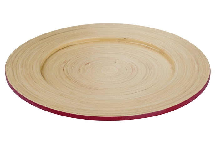 Sorbet Raspberry Colour Spun Bamboo - Set of Two Large Plates - 35cm