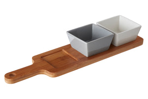 Rectangular Bamboo Serving Board with Three Dishes