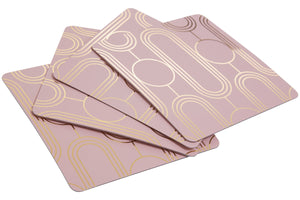 Pink and Gold Art Deco Style Coasters - Set of 4