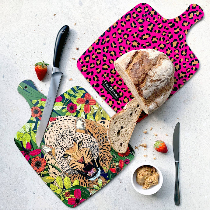 Double Sided Large Melamine Wild Cat Leopard Animal Print Cheese Board