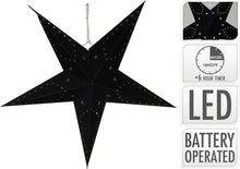 Load image into Gallery viewer, Hanging Black Paper Christmas Star with LED lights - 45cm