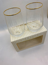 Load image into Gallery viewer, Gold Rim Art Deco Style Stemless Glasses - set of 2