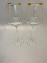 Load image into Gallery viewer, Gold Rim Art Deco Style Wine Glasses - set of 2