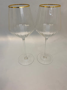 Gold Rim Art Deco Style Wine Glasses - set of 2