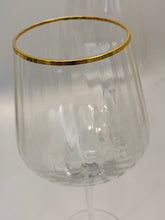 Load image into Gallery viewer, Close up of Gold Rim Art Deco Style Wine Glasses 