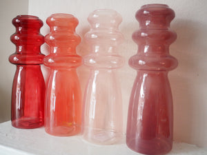 Deep Pink Curvy Glass Vase, 20cm