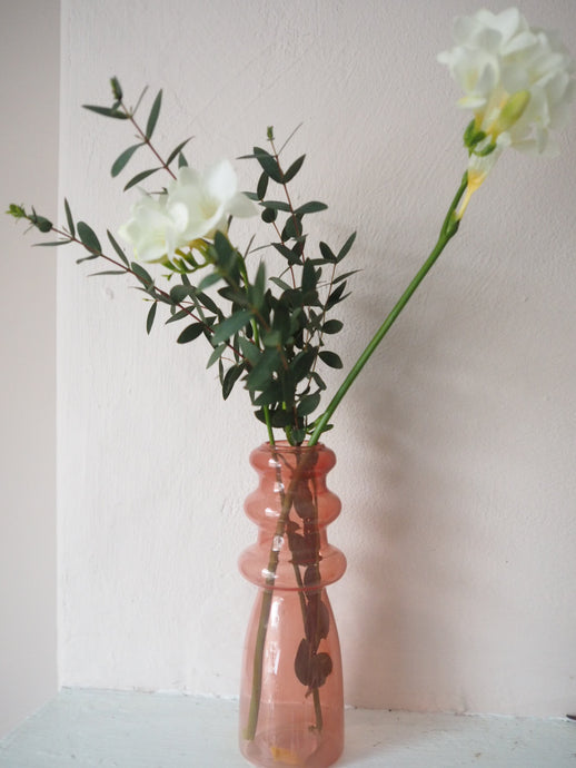 Bubblegum Pink Curvy Glass Vase, 20cm