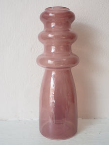 Mauve Pink Curvy Glass Vase, 20cm