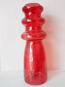 Deep Pink Curvy Glass Vase, 20cm